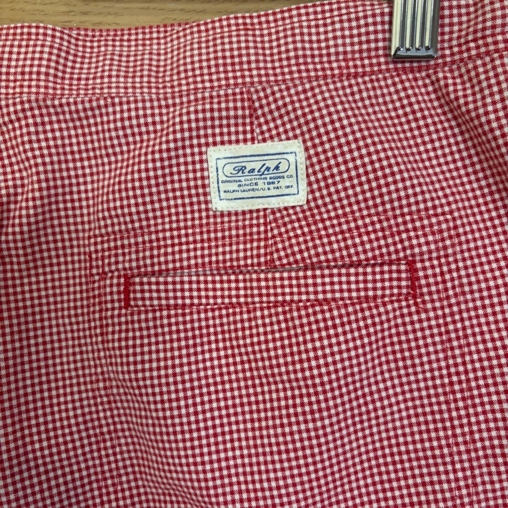 Ralph Lauren‎ Shorts Women 12 Red Gingham Cotton Button Fly Preppy - Picture 4 of 8